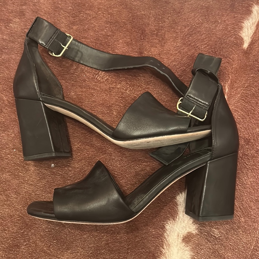 Black leather heels